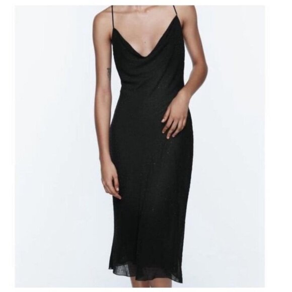 City Triangles Dresses & Skirts - Vintage City Triangles Classy Scoop Neck Midi Shimmer Sparkle Black Dress Medium